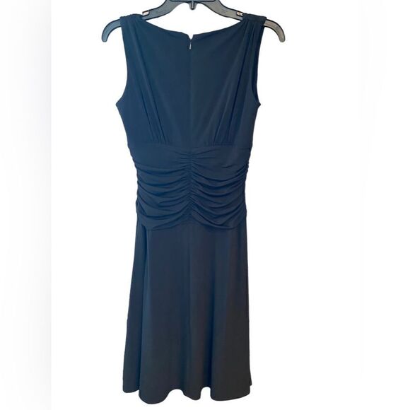 Max and Cleo NWT Sz 6 Little Black Dress Front Ruching Sleeveless Swing Skirt - Picture 2 of 8